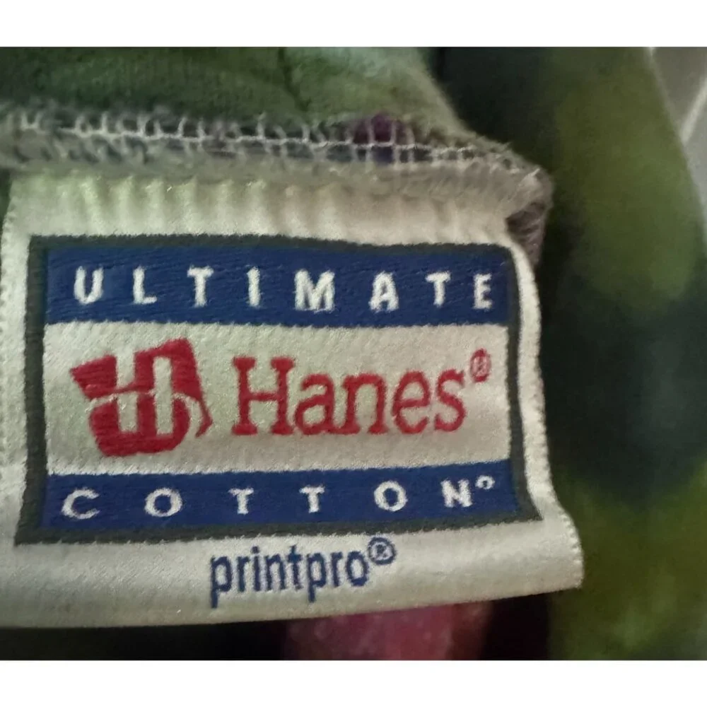 Vintage Hanes Tie-Dye Hooded Sweatshirt XG Ultimate Cotton Blend Green & Orange - Picture 1 of 6